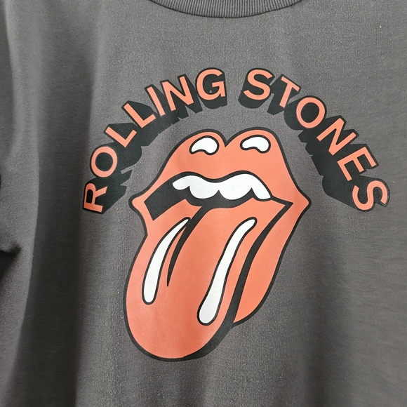 The Rolling Stones Gray and Orange Logo Sweater Cropped Sweatshirt - Picture 2 of 4